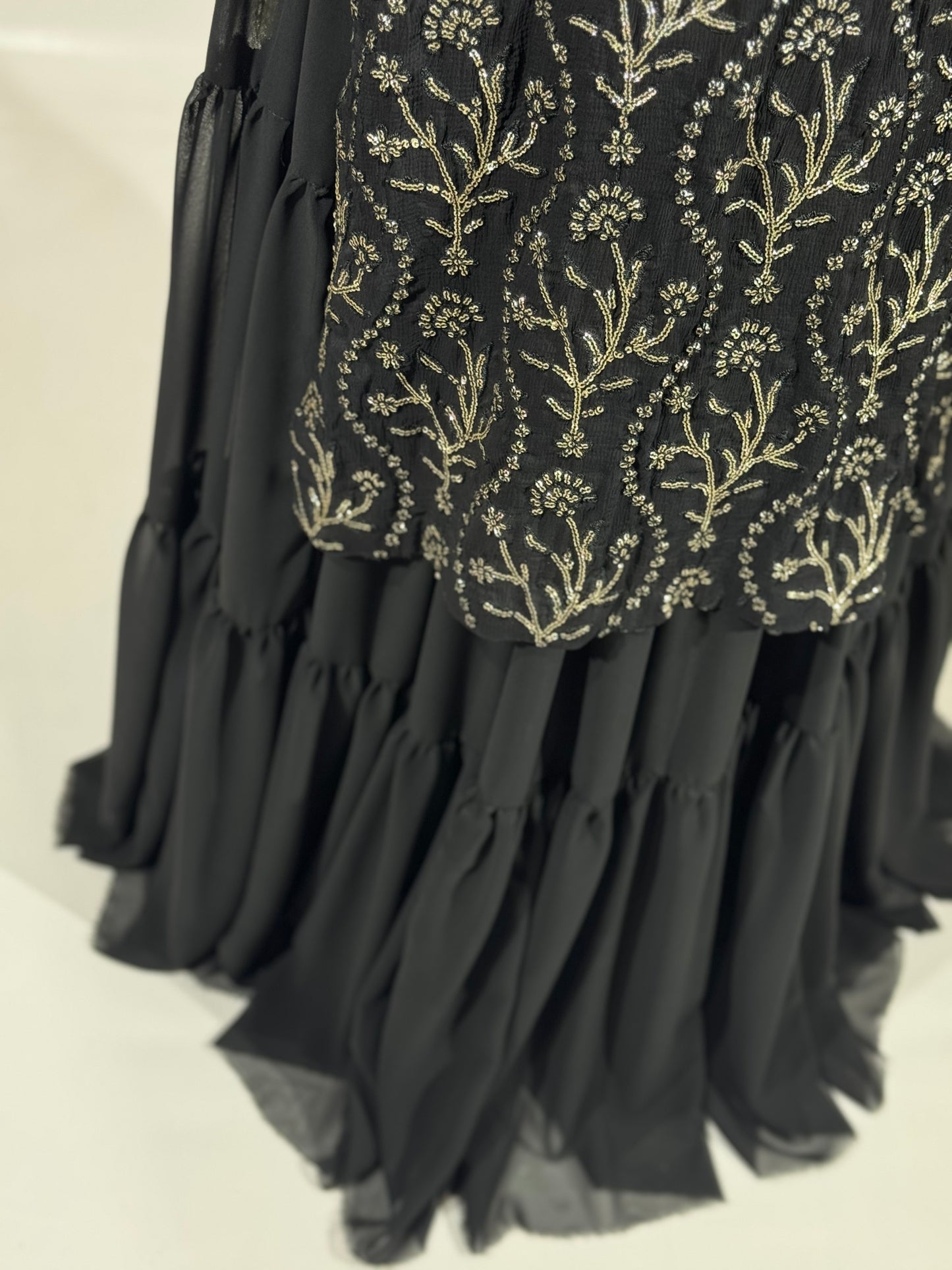 Exquisite 2-Piece Bridal Dress – Designer Embroidery on Pure Chiffon Fabric