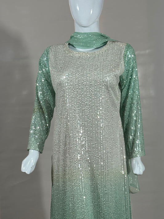 3-Piece Party Wear Dress – Plister Fabric Elegance with Timeless Shine