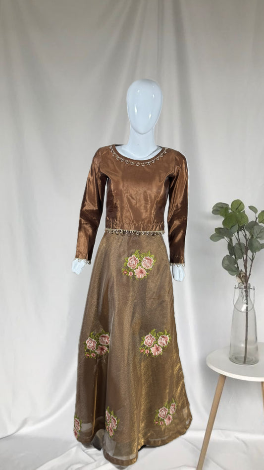 Graceful 2-Piece Organza Embroidered Shirt with Katan Silk Bottoms