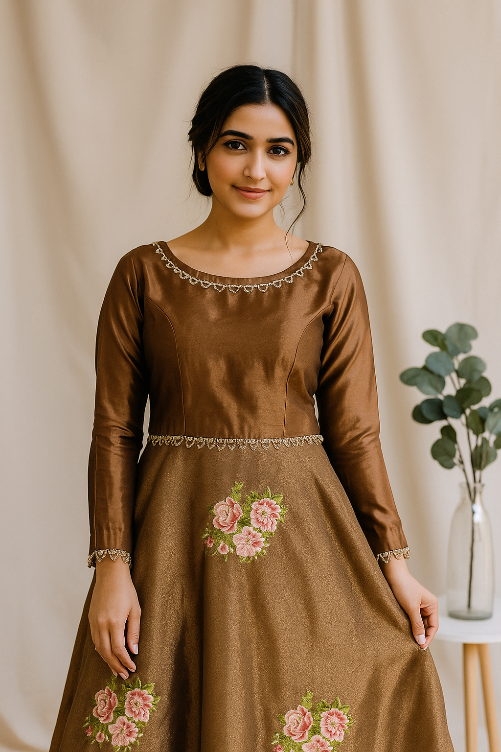 Graceful 2-Piece Organza Embroidered Shirt with Katan Silk Bottoms