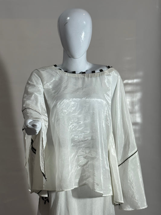 2-Piece Party Dress – Khadi Net Embroidered Sharara with Short Frock