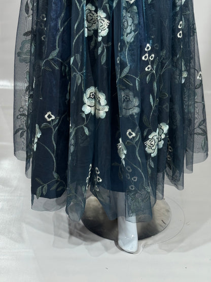 Elegant 3-Piece Party Wear Dress – Net Embroidered Shirt and Silk Shirt Combo