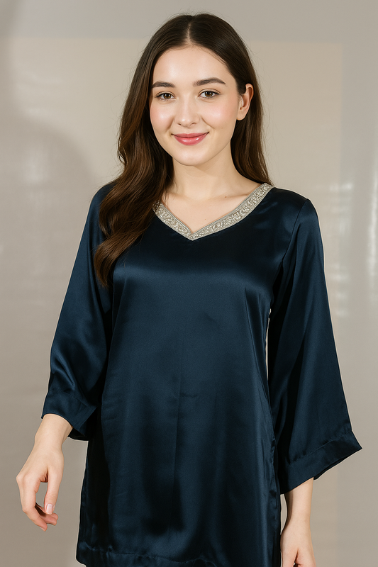 Elegant 2-Piece Silk Party Wear Dress – Sophisticated Style for Special Occasions
