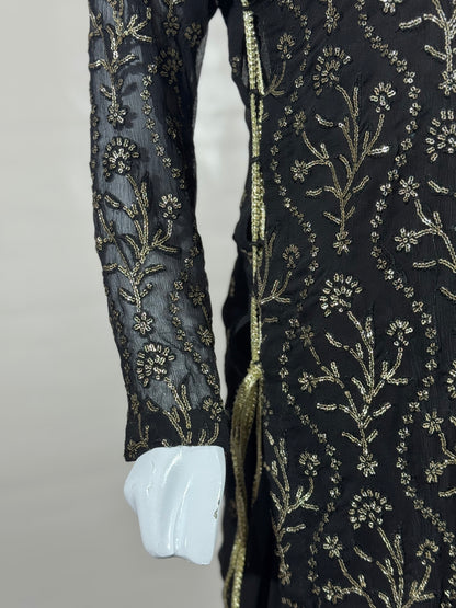 Exquisite 2-Piece Bridal Dress – Designer Embroidery on Pure Chiffon Fabric