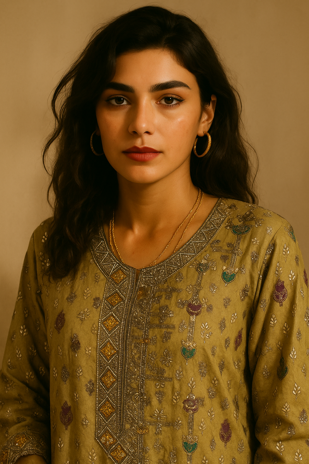 3-Piece Party Wear Dress – Pure Zari Fabric with Luxurious Detailing