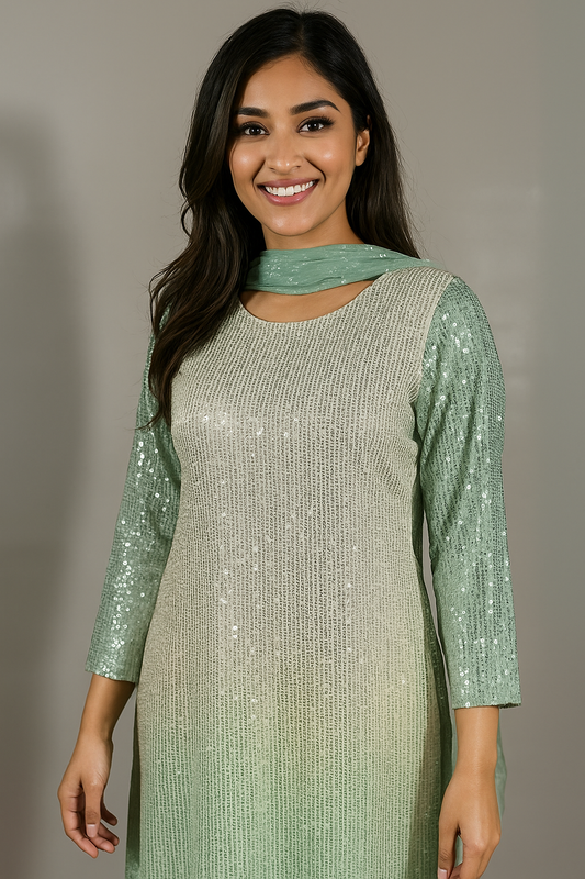 3-Piece Party Wear Dress – Plister Fabric Elegance with Timeless Shine