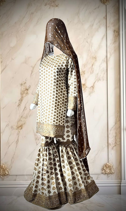 Opulent 3-Piece Indian Banarasi Bridal Dress – Traditional Elegance and Royal Craftsmanship