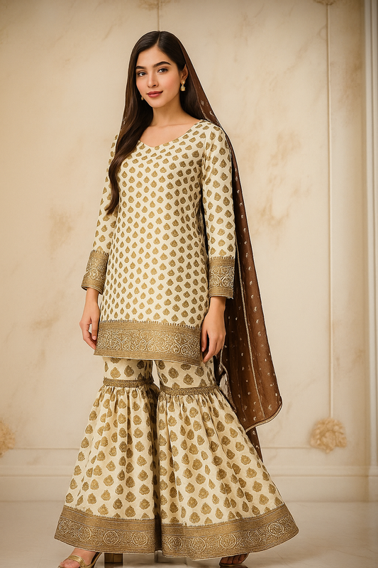 Opulent 3-Piece Indian Banarasi Bridal Dress – Traditional Elegance and Royal Craftsmanship