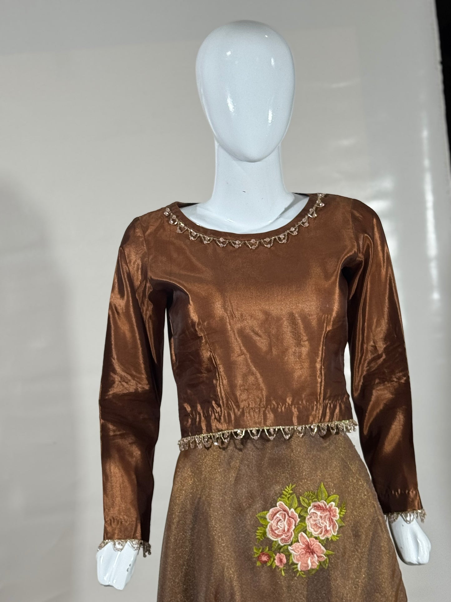 Graceful 2-Piece Organza Embroidered Shirt with Katan Silk Bottoms