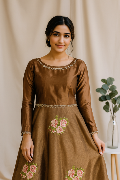 Graceful 2-Piece Organza Embroidered Shirt with Katan Silk Bottoms
