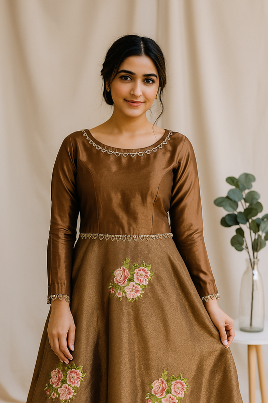 Graceful 2-Piece Organza Embroidered Shirt with Katan Silk Bottoms